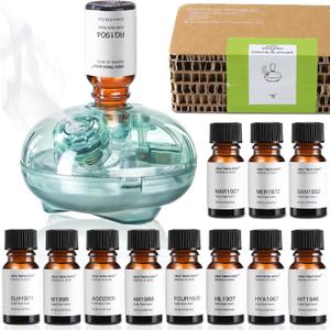 Waterless Diffuser with 12 Pack Hotel Fragrance Oils, Battery Operated Nebulising Diffuser for Home, Luxury Essential Oil Blend Inspired by 5-Star Hotels, Aromatherapy Gift Set