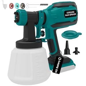 Cordless Paint Sprayer for Dewalt 20V Battery, Portable Wireless Spray Paint Gun with 1200ML Container, Easy to Clean, 3 Patterns for Fence House Wood Ceiling etc. DL05 Blue (Battery Not Included)