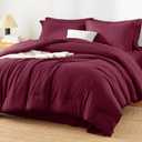Queen Comforter Set - 7 Pieces Bed in a Bag Queen Size, Luxury Comforter Set with Sheets for All Season, Bed Set with Comforter, Flat Sheet, Fitted Sheet, Pillowcases & Shams, Burgundy
