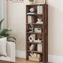 VASAGLE Custos Collection - Bookshelf, 6-Tier Bookcase, Book Shelf, Open Storage Shelf, 9.4 x 23.6 x 63.3 Inches, for Living Room, Home Office, Dining Room, Natural Walnut ULBC166K01