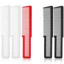 5 Pcs Hair Cutting Comb Fine Tooth Barber Comb Plastic Pocket Combs for Men Barber Combs Professional All Purpose Clipper Comb Set for Men Women Stylists Home Salon, 3 Colors (Black, White, Red)