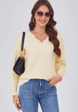 Arolina Women's 100% Cotton Sweater, Basic Lightweight Long Sleeve Pullover, XL