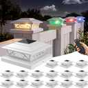 APONUO Solar Post Cap Lights Outdoor RGB Color Changing with Remote, Fits 4x4 5x5 Vinyl & 4x4 6x6 Wood Posts, IP65 Waterproof Fence Post Solar Lights for Deck Patio Yard (16 Pack White)