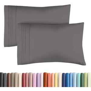 King Pillow Cases Set of 2 - Ultra Soft Hotel Quality Pillowcase Covers - Comfy, Cozy & Wrinkle Free - Shrinkage, Stain & Fade Resistant - Machine Washable Pillow Protectors - 2 Piece Set - Dark Grey