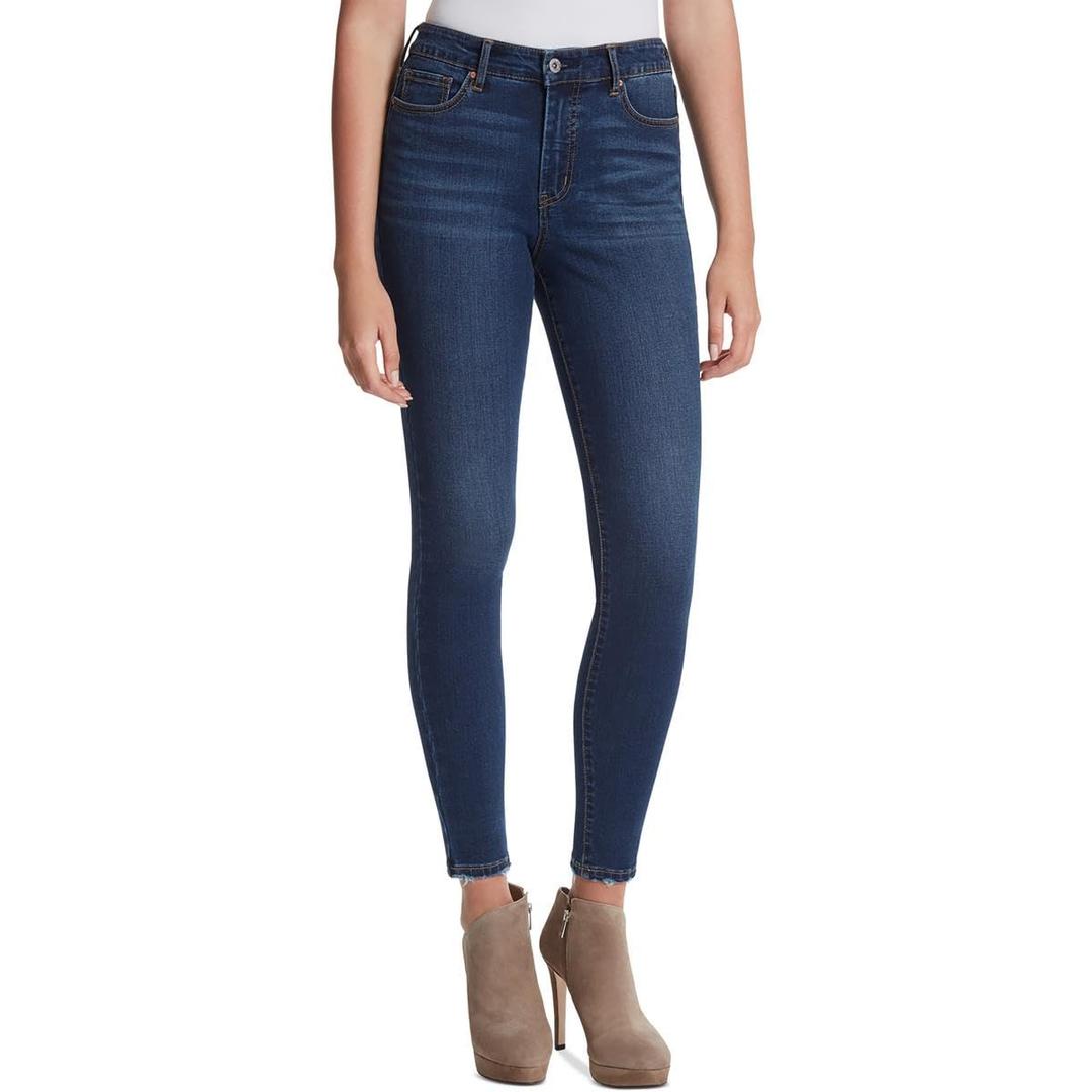 Jessica Simpson Womens Adored Curvy High Rise Skinny Jeans, Mia - Tattered Hem, 32 Regular US (Blue)