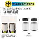 2 Pack 08-2566B Cartridge Filter with Lids, compatible with Stanley Most 5-18 Gallon Wet/Dry Vacuum models# SL18115 SL18115P SL18116 SL18116P SL18191P SL18199P SL18117 SL18701P-10A SL18410P-5A