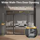 Cumbor 36" Extra Tall 29.7-51.5" Baby Gate for Stairs, Easy Walk Through Dog Gates for Doorways Extra Wide, Pressure Mounted Tall Pet Gate Indoor, Safety Auto-Close Child Gate for Kids, Black