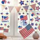 4 x 9 Sheets 4th of July Window Clings, Patriotic Independence Day Window Stickers Watercolor American Flag Stars Firework Reusable PVC Stickers for Glass Mirror Decoration Supplies