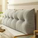 UUluhao Headboard Pillow Twin XL for College Dorm Bed with Removable Cover, Twin：39in*7.87in*19.68in, Light Grey