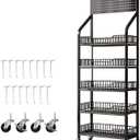 5 Tier Retail Candy Display Rack Metal Storage Shelf with Wheels & 5 Hooks Concession Candy Snack Display Racks Sturdy and Stable Chip Shelf Rack for Stores, Kitchen, Office (5 Tier)