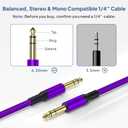 Elebase 1/4 Inch TRS Instrument Cable 10ft 2-Pack,Straight 6.35mm Male Jack Stereo Audio Interconnect Cord,6.35 mm Balanced Line for Electric Guitar,Bass,Keyboard,Mixer,Amplifier,Amp,Speaker,Equalizer