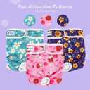 Pet Soft Washable Female Diapers (3 Pack) Female Dog Diapers, Comfort Reusable Doggy Diapers for Girl Dog in Period Heat (Cute Flower, S)