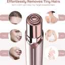Facial Hair Removal for Women, Electric Painless Rechargeable Facial Hair Remover for Face, Lip, Chin with 2 x Replacement Heads