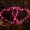 Valentines Decor Double Heart Window Lights, 17" Red Pink Valentines Decorations Backdrop Silhouette Heart Lights with Remote, Valentines Wall Window Decoration for Home Bedroom