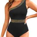 Blooming Jelly Women's Tummy Control Swimsuits Slimming High Cut One Piece Swimsuit(Large,Black)