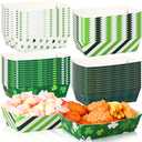 Dunzoom 24 Pcs St Patrick's Day Paper Plates Food Trays Green Shamrock Bowl Disposable Irish Clover Nacho Hot Dog Snack Candy Containers Serving Boat for Saint Patty's Day Party Supplies Decoration