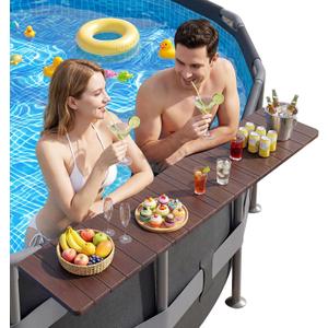 Uniflasy Above Ground Pool Accessories Pool Bar for Above Ground Pool Bar Table 47.2" 110LBS Heavy Duty Swimming Poolside Bar Table Shelf Deck Attachment for Round Oval Pools, Adjustable Folding