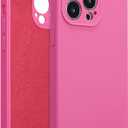 for iPhone 15 Pro Case Silicone,with [Full Camera Protection][Soft Anti-Scratch Microfiber Lining],Liquid Silicone Ultra Slim Shockproof Phone Case for Men Women Girls-Pitaya