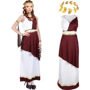 Haysandy 5 Pcs Greek Costume Womens Toga Costume Roman Women Adult with Roman Leaf Wreath Set for Halloween Carnival Party (X-Large)
