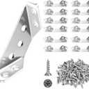 12 Pack Universal Stainless Steel Furniture Corner Connectors with Screws Heavy Duty Triangular Brackets for Wood Furniture, Cabinets, Tables, Chairs, Drawers, and Shelving 84 Screws