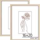 DOAI ART 16x20 Poster Frame 2 Pack Oak, Woodgrain 16 x 20 Picture Frames for Horizontal or Vertical Wall Mounting, Scratch-proof Safe and Artistic Large Photo Frame Wall Art