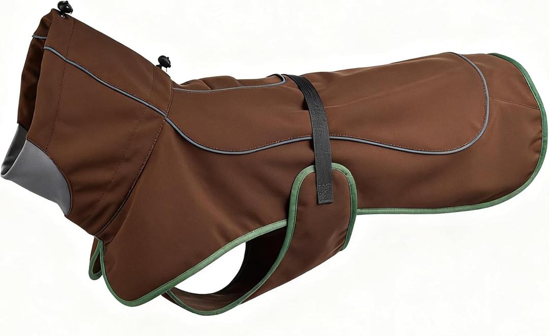SKIPGEAR Softshell Dog Winter Vest, Fleece Lined Water-Repellent Jacket for Hiking & Running, Adjustable Windproof Winter Coat with Anti-Slip Leg Straps for Active Dogs (Brown, Large)