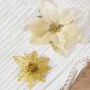 2 x 18 Pcs Large Poinsettia Flowers Set - 6"& 9" Artificial Christmas Flowers with Clips for Xmas Tree, Wreath Decor Decorator-Grade Xmas Decorations for Home, Champagne Gold