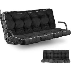 Outdoor Swing Cushions Waterproof, Thicken Porch Swing Cushion Replacement, 55 Inch Bench Seat Cushions for Garden Furniture Pad (Black, 40X55 inch)