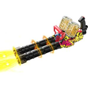 Gatling Toy Gel Ball Blaster, Dual-Barrel, Full Auto, Long Life Battery, with Muzzle Flash, Automatic Splat Gel Gun, Orby Gun for Backyard Games