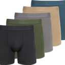 PUMA Mens 5 Pack Performance Boxer Briefs (Olive/Blue/Black)