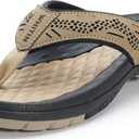 WHITIN Men's Flip Flops | Outdoor Thong Sandals | Arch Support | Slip Resistant (11, Khaki)