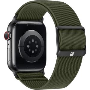 Braided Bands Compatible with Apple Watch Band 49 46 45 44 42 41 40 38mm Women Men Stretchy Solo Loop Nylon Strap for iWatch Ultra 2 SE Series 10 9 8 7 6 5 4 (38/40/41/42, Army Green)