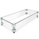 GASPRO 29 x 13 Inch Glass Wind Guard for Rectangular Fire Pit Table, Thick and Sturdy Tempered Glass Panel with Hard Aluminum Corner Bracket & Rubber Feet, Easy to Assemble
