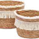 Okuna Outpost Woven Baskets for Storage, Round Basket (2 Sizes, 2 Pack)