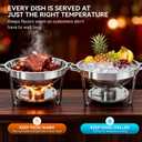 6QT Chafing Dishes for Buffet, 304 Stainless Steel Food Pan with, Round Chafing Dish Buffet Set of 4 Pack Food Warmer, Food Warmers for Parties Buffet Catering Events Dinners, Silver