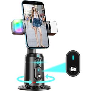 Crienten Auto Face Tracking Tripod 360° Rotating Auto Tracking Phone Stand, No App Required, Phone Camera Stand with Remote，Rechargeable Smart Shooting Stand for Live Video Recording Tiktok - Black