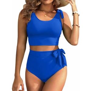 Yonique High Waisted Swimsuits - Women Tummy Control Bikini Modest Bathing Suit 2PC 2025 1 PC Large