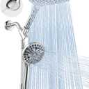 Dual Handheld Shower Head Combo, 2-in-1 Rain Shower Heads System 8 Inch Rainfall Shower Head and 10 Modes High Pressure Hand Held Showerhead with Built-in Power Wash (Chrome)