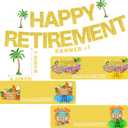 2 x Beach Retirement Party Decorations, Aloha Retire Party Decorations includes Happy Retirements Banner Tropical Hawaiian Retirement Party Decorations Hanging Swirls and Honeycomb Centerpieces