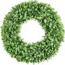 24 Inch Artificial Boxwood Wreath Spring Summer Wreath Faux Greenery Wreaths for Front Door Outside Wall Window Porch Farmhouse Garden Wedding Party Home Decor