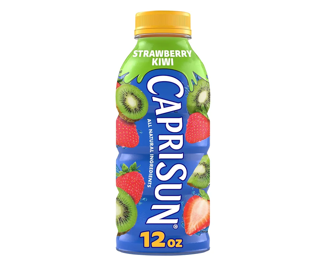 Capri Sun Strawberry Kiwi Flavored Juice Drink Blend from concentrate with other natural flavors, 12 fl oz Bottle, pack of 12