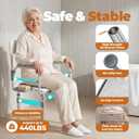 Folding Shower Chair for Inside Shower, Tub and Bathroom 440lb Weight Capacity - Height Adjustable Foldable Shower Chair for Elderly and Disabled - XXL Shower Seat with Arms, Back, Cushion & Shelf