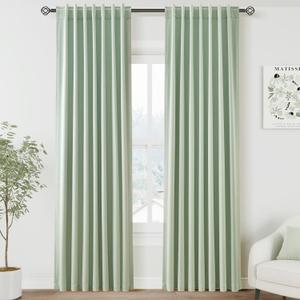 Full Black Out Aqua Green Window Curtains 84 Inches Long Back Tab Rod Pocket Thermal Insulated Noise Reducing Full Light Black Out 2 Panels Set for Living Room Elegant Modern Curtains Drapes 52x84