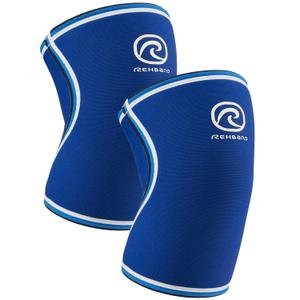 Rehband Classic Knee Sleeve for Strength Training - 7mm Neoprene Knee Brace Competition, Weightlifting, Flexible & Non-Slip Knee Support for Men & Women with anatomic shape, Colour:Blue - 1 Pair, Size:Medium