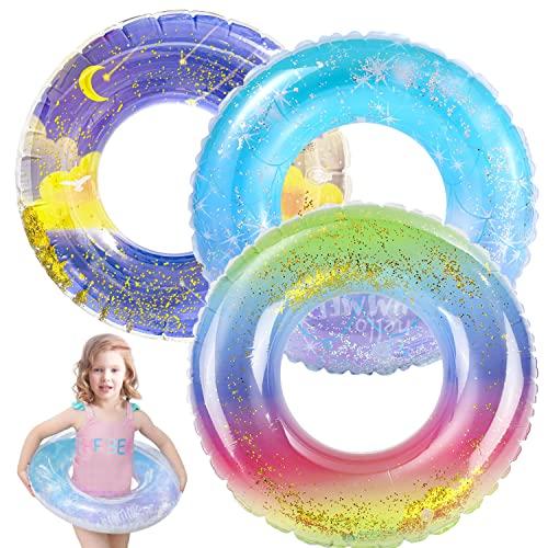 Pool Floats Kids 3 Pack, Inflatable Swim Rings for 4-10 Years Old GirlsPool Tubes Toys, Pool Floats Ring Toys, Summer Beach Swimming Pool Floats Party Supplies