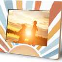 WHCHJ Boho Sun 5x7 Picture Frame, Boho Photo Frame, Abstract Rainbow Sun Sunshine Wood Frames for Nursery Girls Boys Kids Room Wall or Tabletop Display