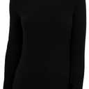 Women's Mock Turtleneck Lightweight Thermal Base Layer Tops (Black, S)