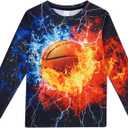 RAISEVERN Boys Girls 3D T-Shirt Graphic Print Tees Long Sleeve Shirts Size 6-14