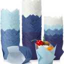Havawish 500 Pcs Jumbo Gradient Blue Tulip Cupcake Liners, Party Cupcake Baking Liners Greaseproof Wrappers Muffin Liner Holders for Wedding Birthday Baby Shower Holiday Party Baking Cups