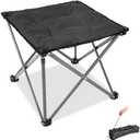 FUNDANGO Oversized Camping Stool, 330 Lbs Foot Rest Padded Collapsible Camping Chair Portable Lawn Foldable Footrest for Travel Outdoor Gardening Fishing Hiking BBQ with Carry Bag (Black)